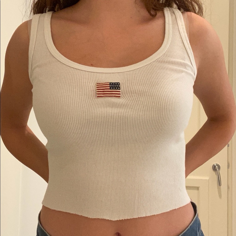 White Brandy Melville tank top with American flag